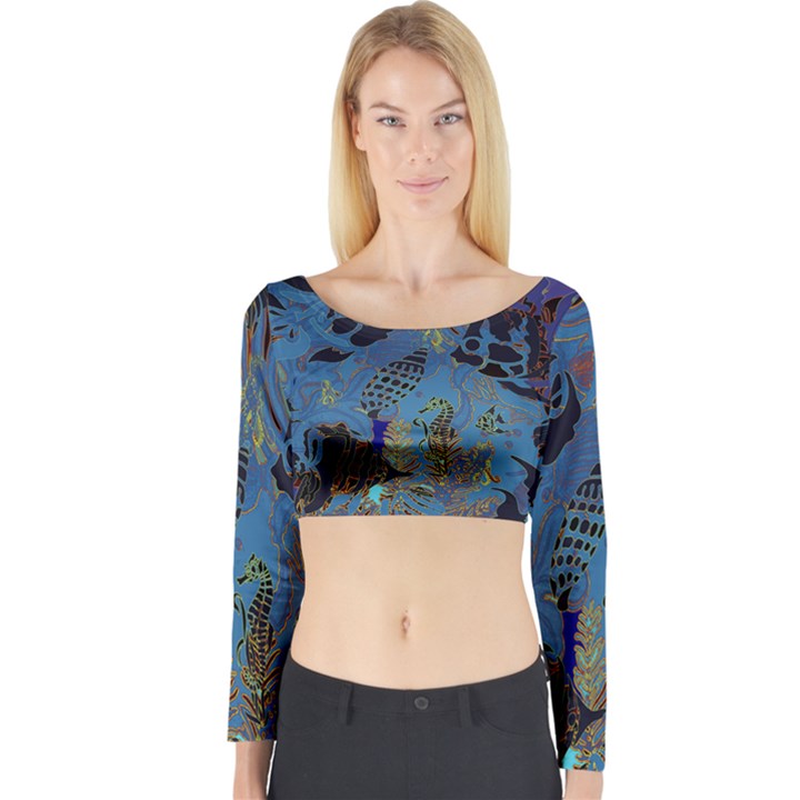 UnderSea Long Sleeve Crop Top