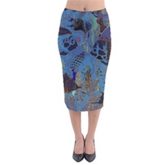 Undersea Velvet Midi Pencil Skirt by PollyParadise