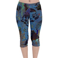 Undersea Velvet Capri Leggings  by PollyParadise