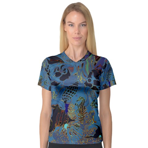 Undersea V-neck Sport Mesh Tee by PollyParadise