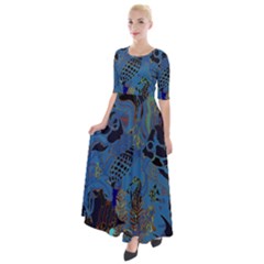 Undersea Half Sleeves Maxi Dress