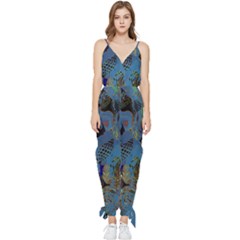 Undersea Sleeveless Tie Ankle Jumpsuit