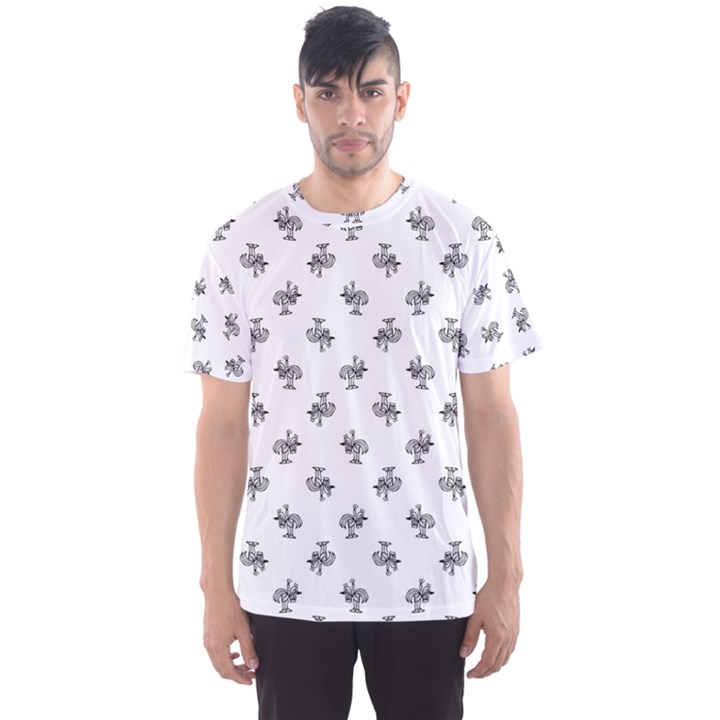 Black And White Sketchy Birds Motif Pattern Men s Sport Mesh Tee