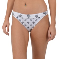 Black And White Sketchy Birds Motif Pattern Band Bikini Bottom by dflcprintsclothing