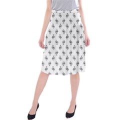 Black And White Sketchy Birds Motif Pattern Midi Beach Skirt by dflcprintsclothing