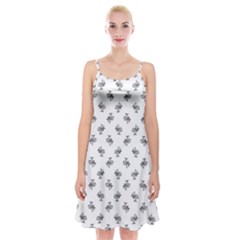 Black And White Sketchy Birds Motif Pattern Spaghetti Strap Velvet Dress by dflcprintsclothing