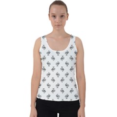 Black And White Sketchy Birds Motif Pattern Velvet Tank Top by dflcprintsclothing