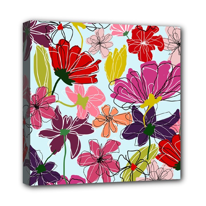 Flower pattern Mini Canvas 8  x 8  (Stretched)