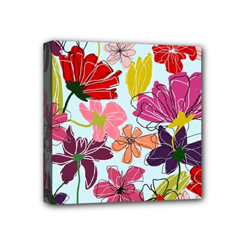 Flower Pattern Mini Canvas 4  X 4  (stretched)