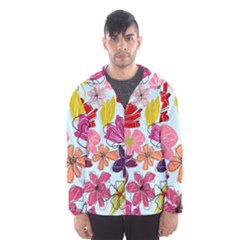 Flower Pattern Men s Hooded Windbreaker