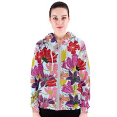 Flower Pattern Women s Zipper Hoodie by Galinka