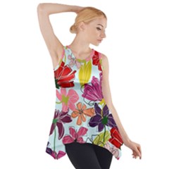 Flower Pattern Side Drop Tank Tunic by Galinka