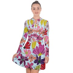 Flower Pattern Long Sleeve Panel Dress by Galinka