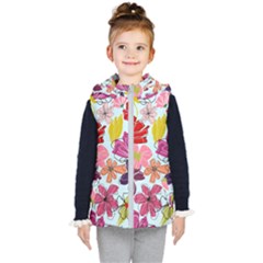 Flower Pattern Kids  Hooded Puffer Vest by Galinka