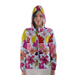 Flower Pattern Women s Hooded Windbreaker