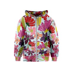 Flower Pattern Kids  Zipper Hoodie by Galinka