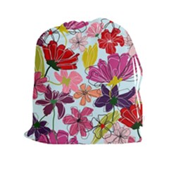 Flower Pattern Drawstring Pouch (2xl) by Galinka