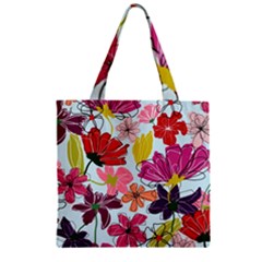 Flower Pattern Zipper Grocery Tote Bag by Galinka