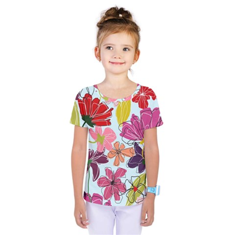 Flower Pattern Kids  One Piece Tee by Galinka