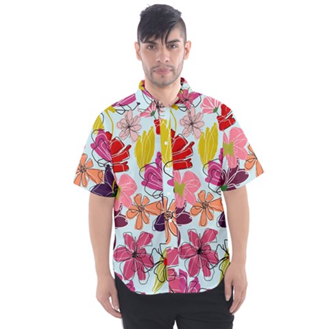 Flower Pattern Men s Short Sleeve Shirt by Galinka