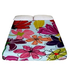 Flower Pattern Fitted Sheet (king Size) by Galinka