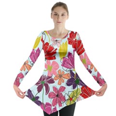 Flower Pattern Long Sleeve Tunic  by Galinka