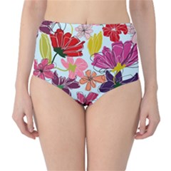 Flower Pattern Classic High-waist Bikini Bottoms by Galinka