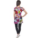 Flower pattern Puff Sleeve Tunic Top View2