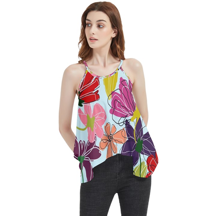 Flower pattern Flowy Camisole Tank Top