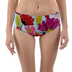 Flower Pattern Reversible Mid-waist Bikini Bottoms by Galinka