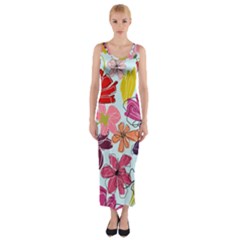 Flower Pattern Fitted Maxi Dress by Galinka