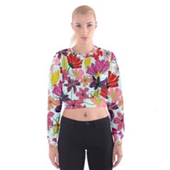 Flower Pattern Cropped Sweatshirt by Galinka