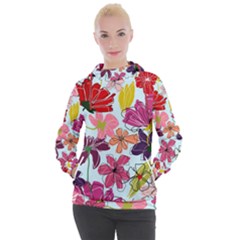 Flower Pattern Women s Hooded Pullover by Galinka