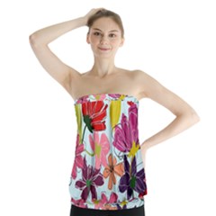 Flower Pattern Strapless Top by Galinka