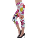 Flower pattern Lightweight Velour Capri Leggings  View3