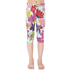 Flower Pattern Kids  Capri Leggings  by Galinka