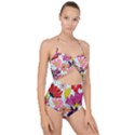 Flower pattern Scallop Top Cut Out Swimsuit View1