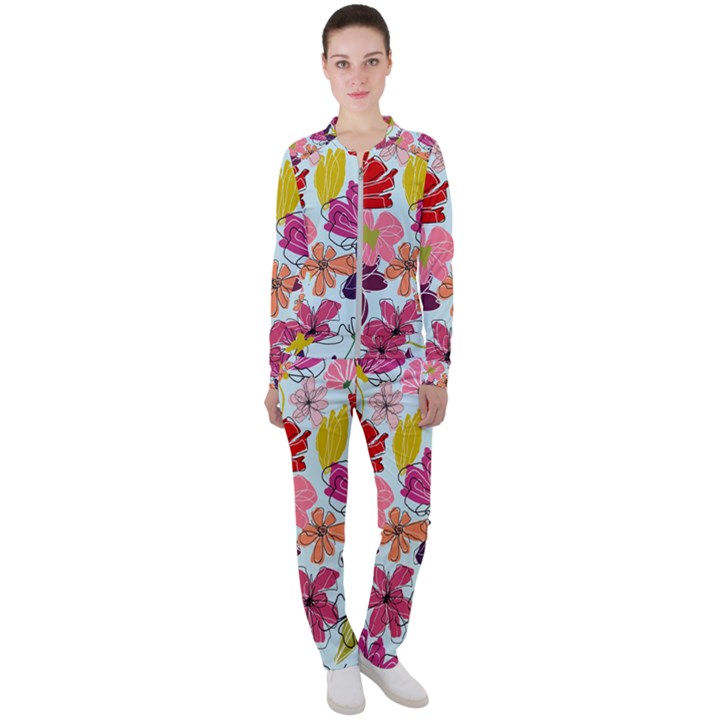 Flower pattern Casual Jacket and Pants Set