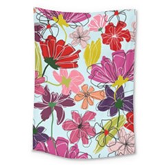 Flower Pattern Large Tapestry by Galinka