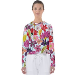 Flower Pattern Women s Slouchy Sweat