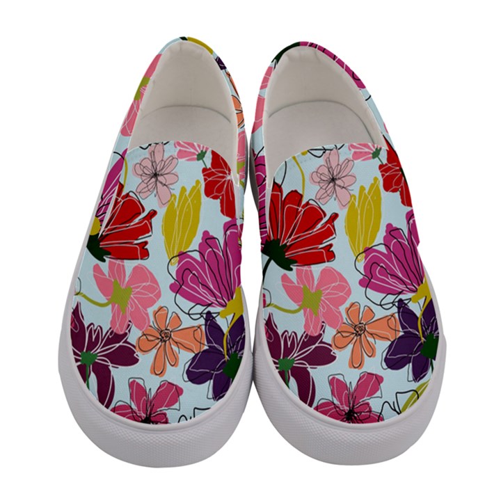 Flower pattern Women s Canvas Slip Ons