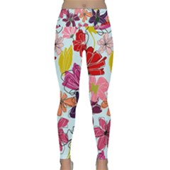 Flower Pattern Lightweight Velour Classic Yoga Leggings by Galinka