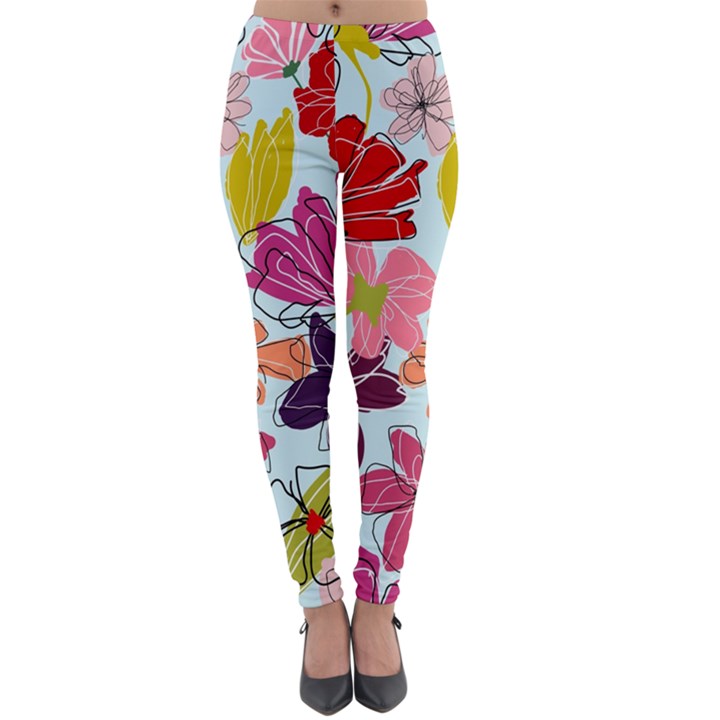 Flower pattern Lightweight Velour Leggings