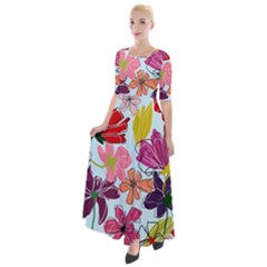 Flower Pattern Half Sleeves Maxi Dress by Galinka