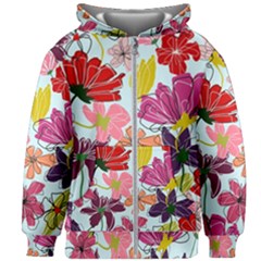 Flower Pattern Kids  Zipper Hoodie Without Drawstring