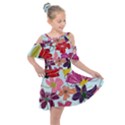 Flower pattern Kids  Shoulder Cutout Chiffon Dress View1