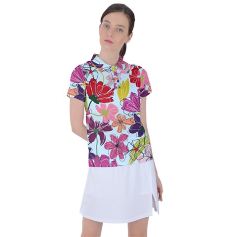 Flower Pattern Women s Polo Tee by Galinka