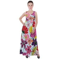 Flower Pattern Empire Waist Velour Maxi Dress