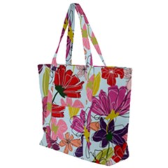 Flower Pattern Zip Up Canvas Bag by Galinka