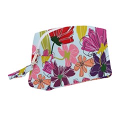 Flower Pattern Wristlet Pouch Bag (medium) by Galinka